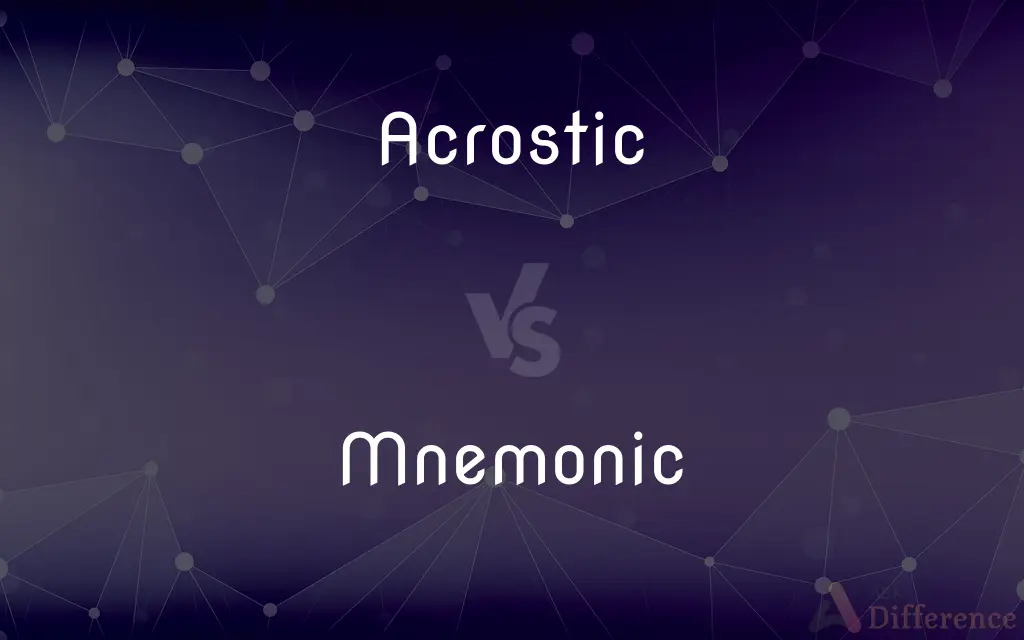 Acrostic vs. Mnemonic — What's the Difference?