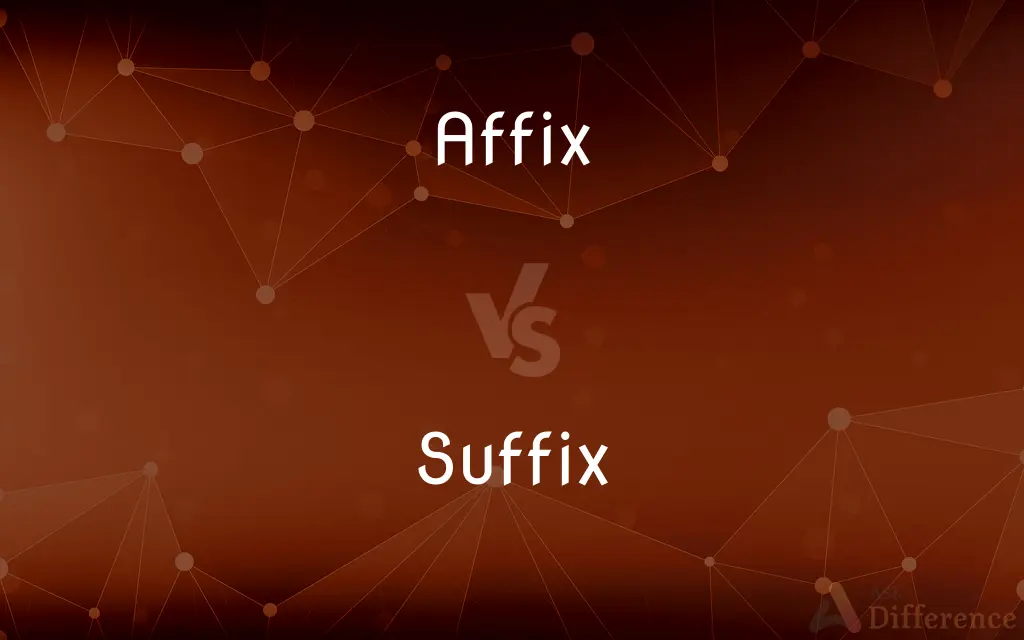Affix vs. Suffix — What's the Difference?