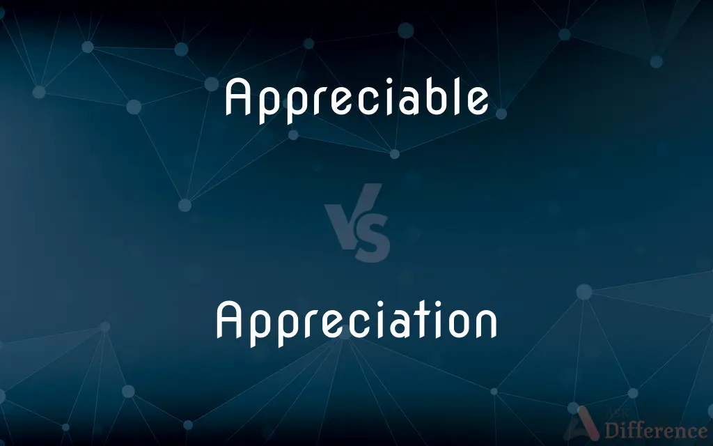 Appreciable vs. Appreciation — What's the Difference?