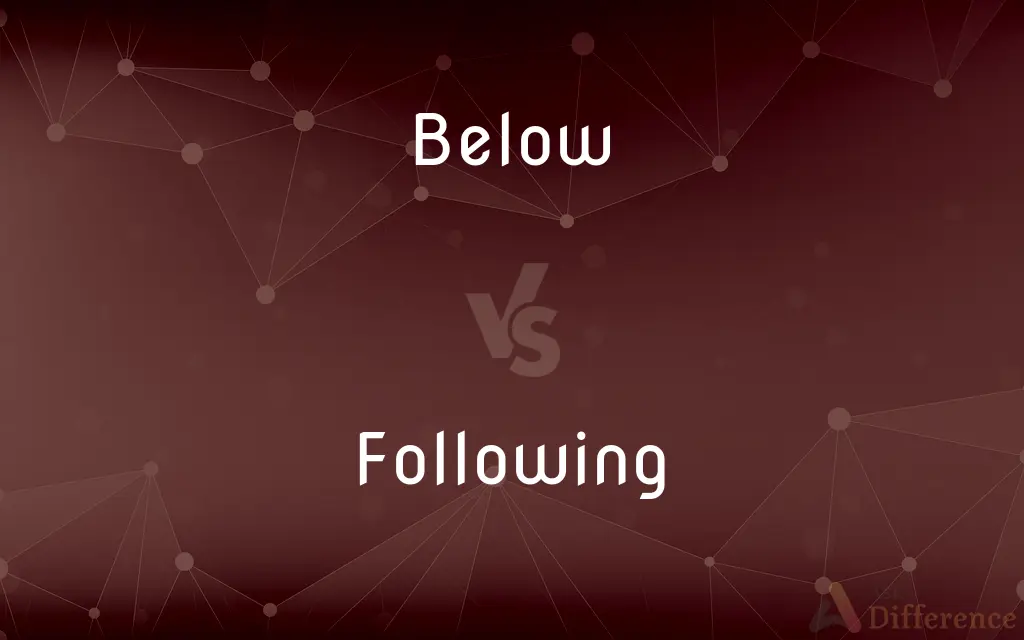 Below vs. Following — What's the Difference?