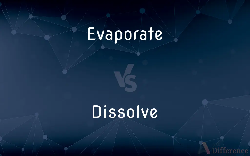 Evaporate vs. Dissolve — What's the Difference?