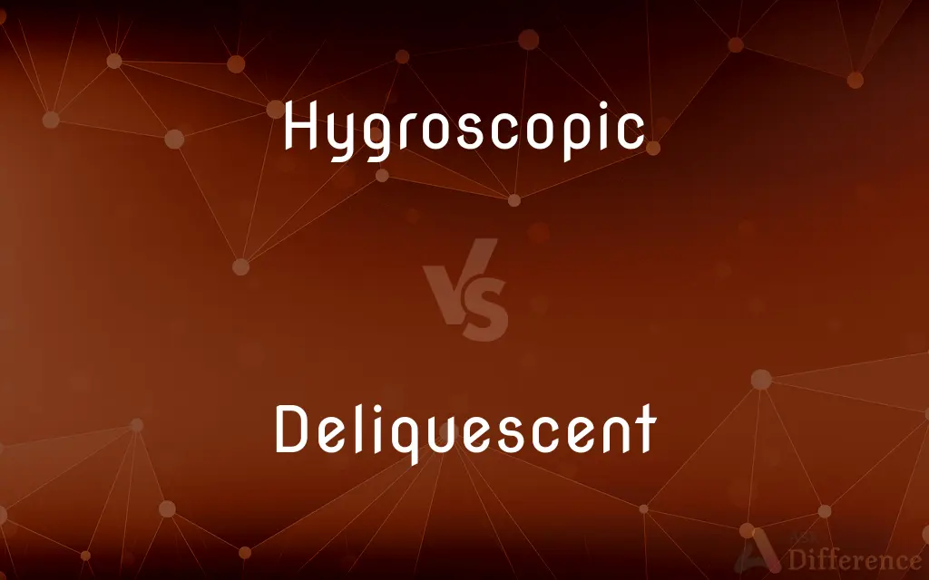 Hygroscopic vs. Deliquescent — What's the Difference?