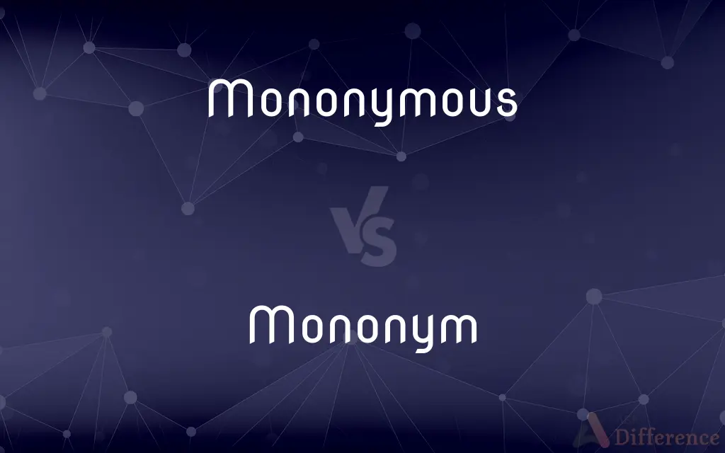 Mononymous vs. Mononym — What's the Difference?
