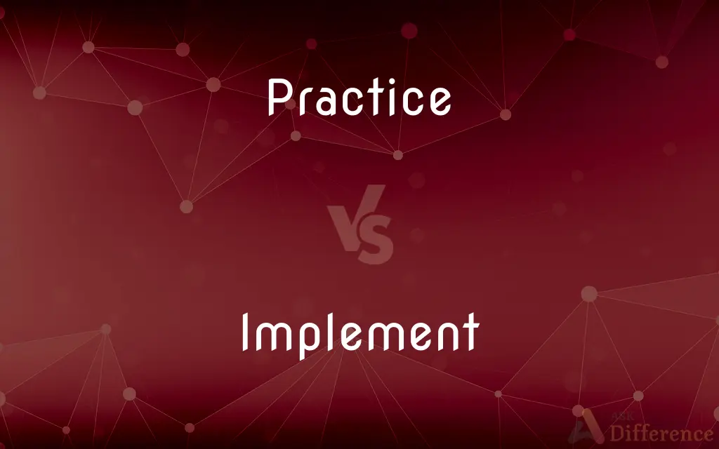 Practice vs. Implement — What's the Difference?