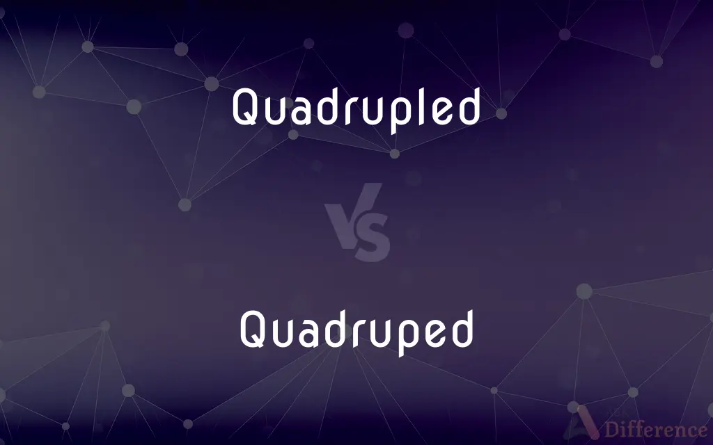 Quadrupled vs. Quadruped — What's the Difference?