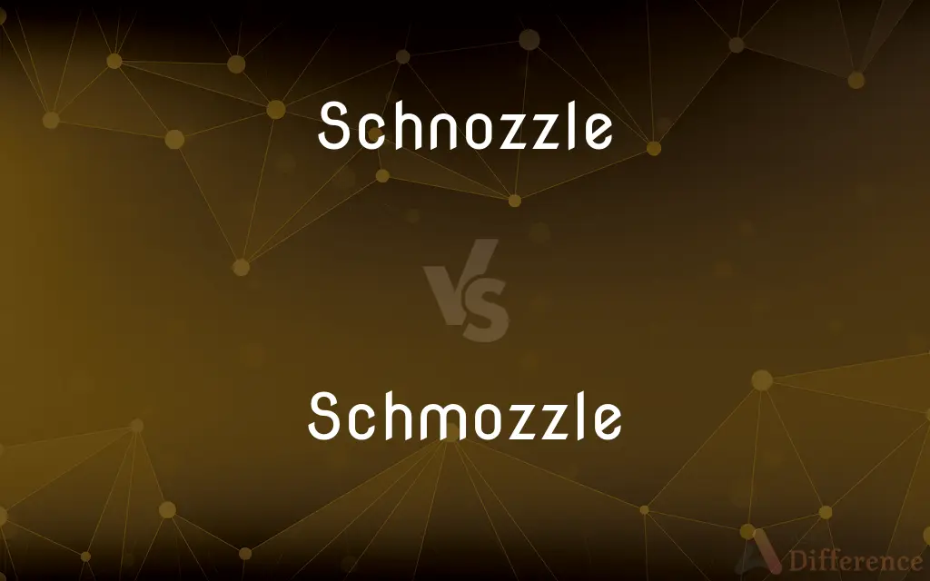 Schnozzle vs. Schmozzle — What's the Difference?