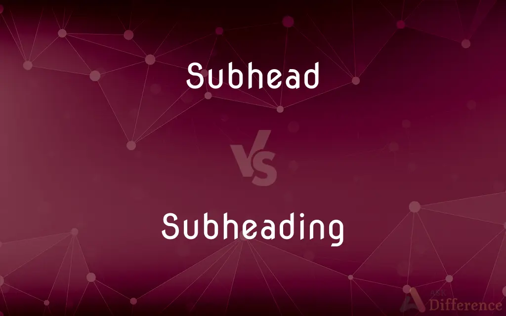 Subhead vs. Subheading — What's the Difference?