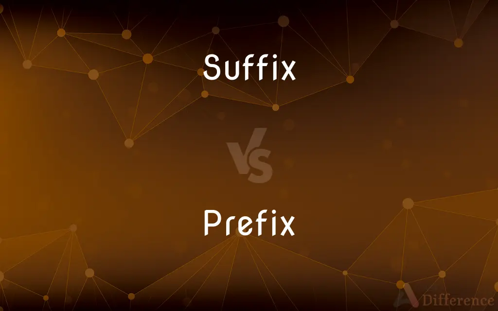 Suffix vs. Prefix — What's the Difference?