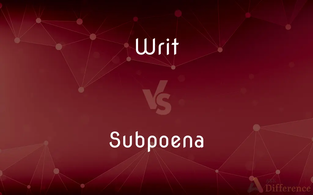 Writ vs. Subpoena — What's the Difference?